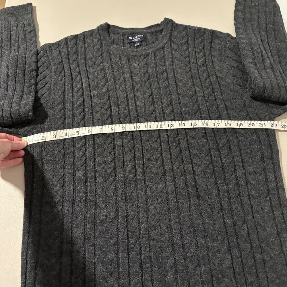 Sperry Premium Apparel‎ Men's Charcoal Gray Cable Knit Wool Blend Sweater XL